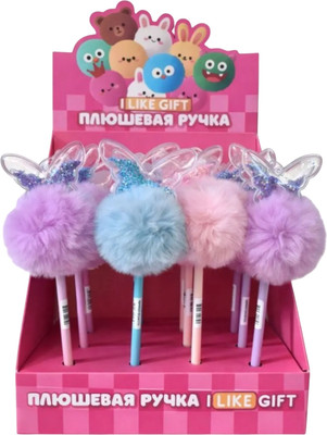 Набор шариковых ручек ILikeGift С помпоном Бабочка K-DS66773 (16шт)