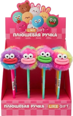 Набор шариковых ручек ILikeGift С помпоном Радужное лицо K-DS66777 (16шт)