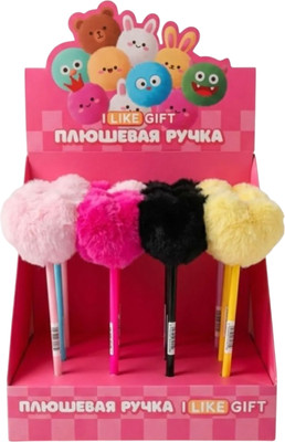 Набор шариковых ручек ILikeGift С помпоном Мягкие сердца K-DS66906 (16шт)