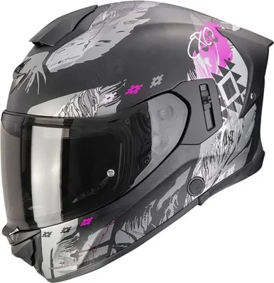Мотошлем Scorpion Exo EXO-530 Air Hadji (M, черный/серый/розовый)