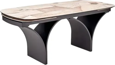 Обеденный стол Halmar Alter 180-260x90 (бежевый мрамор/черный)