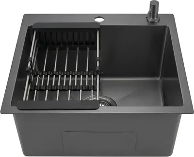 Мойка кухонная Wisent WS-36050BD/W02-114B (с сифоном, дозатором и коландером)