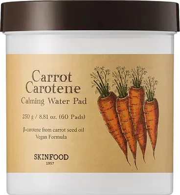 Пэд для лица SKINFOOD Carrot Carotene Calming Water Pad Global (60шт)