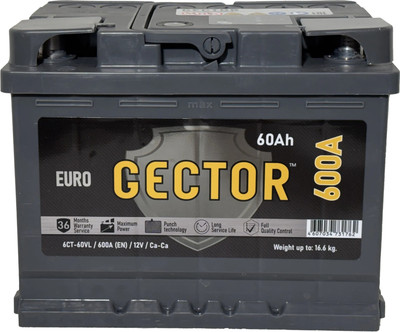 Автомобильный аккумулятор AKOM GECTOR R 600A / 6СТ-60VLe (60 А/ч)