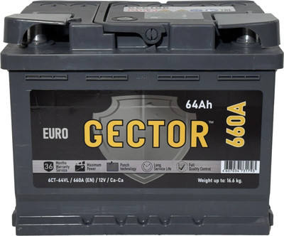 Автомобильный аккумулятор AKOM GECTOR R 660A / 6СТ-64VLe (64 А/ч)