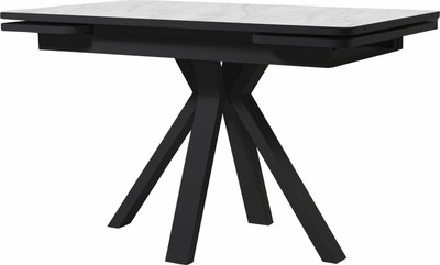 Обеденный стол Мир стульев Саен №29 120х80/30x30 (черный муар/жемчужный перито 2084)