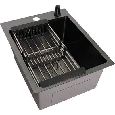 Мойка кухонная Wisent 4050BD-114 / WS-34050BD/W02-114B (с сифоном, дозатором и коландером)