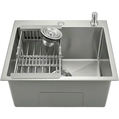 Мойка кухонная Wisent 5050D-114 / WS-35050D/W02-114 (с сифоном, дозатором и коландером)