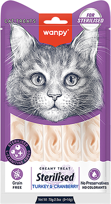 Лакомство для кошек Wanpy Cat Для стерилизованных. Нежное пюре из тунца с клюквой (70г)
