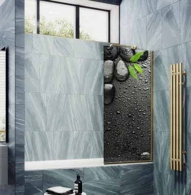 Стеклянная шторка для ванны MaybahGlass MGV-668-ФП006-3у (золото)