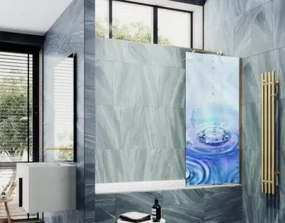 Стеклянная шторка для ванны MaybahGlass MGV-668-ФП012-3ш (золото)