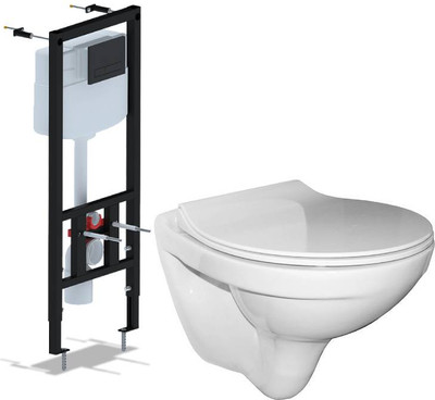 Унитаз подвесной с инсталляцией Керамин Санти R Slim + Ани Пласт WCP1430