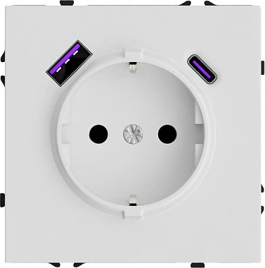 Розетка Forkel USB А+С с заземлением 19648 (белый)