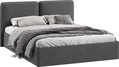 Двуспальная кровать ТриЯ Токио с ПМ 1600 Тип 1 (микрошенилл Relax Graphite)