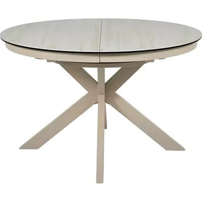 Обеденный стол Signal  Porto 120-160x120 (Ceramic бежевый травертин/кашемир)
