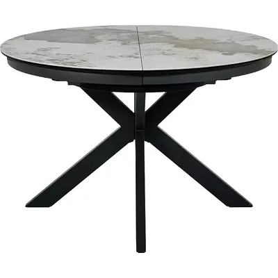 Обеденный стол Signal Porto 120-160x120 (Ceramic белый Pandoro/черный)