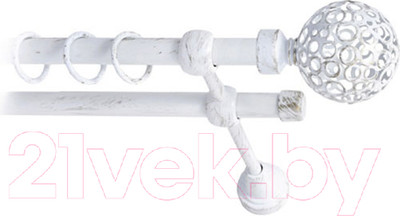 Карниз для штор Lm Decor Ажур 095 2р гладкий (белое золото, 3м)