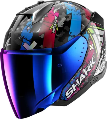 Мотошлем Shark Helmets Skwal i3 Jet Hellcat HE3510E-KUB-L (L, черный/хром/синий)