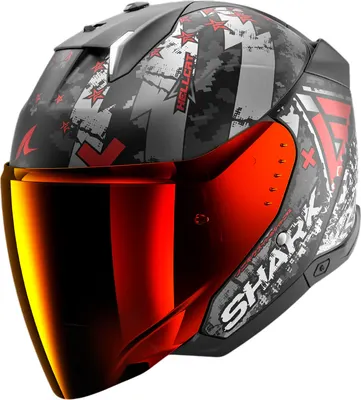 Мотошлем Shark Helmets Skwal i3 Jet Hellcat Mat HE3511E-KUR-XL (XL, черный/хром/красный)