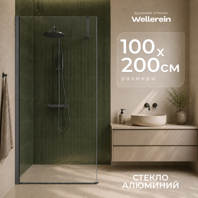 Душевая стенка Wellerein Walk-In WRT-W8MG100 (100x200, прозрачный/графитовый)