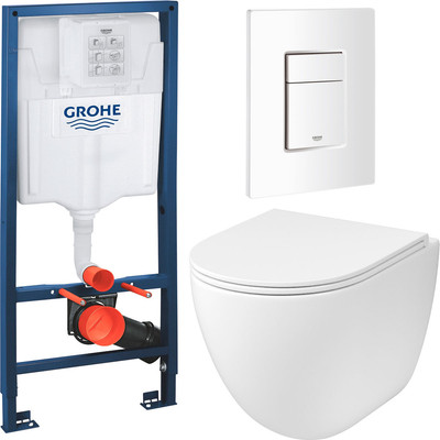 Унитаз подвесной с инсталляцией Grossman GR-4455SQC + GROHE Rapid Sl 38772SH0 (с кнопкой)