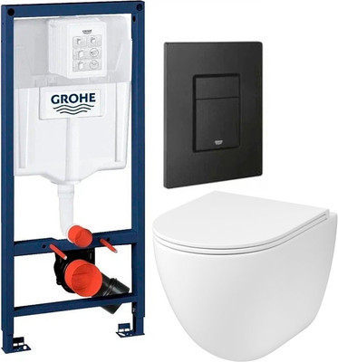 Унитаз подвесной с инсталляцией Grossman GR-4455SQC + GROHE Solido 38811KF0 (с кнопкой)