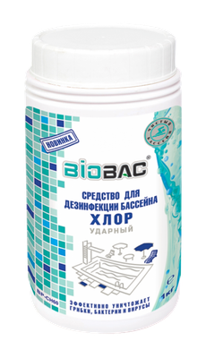 Средство для бассейна дезинфицирующее BIOBAC Хлор 60 Ударный BP-CH60 (1кг)