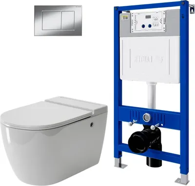 Унитаз подвесной с инсталляцией Grossman GR-5502 + Lauter 21901001 + Lauter 219701J (хром)