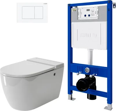 Унитаз подвесной с инсталляцией Grossman GR-5502 + Lauter 21901001 + Lauter 219702J (белый)