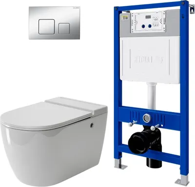 Унитаз подвесной с инсталляцией Grossman GR-5502 + Lauter 21901001 + Lauter 219703F (сатин)