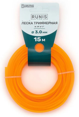 Леска для триммера Runis Круг 3мм / 18-04 (15м, оранжевый)
