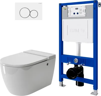 Унитаз подвесной с инсталляцией Grossman GR-5502 + Lauter 21901001 + Lauter 219702E (белый)
