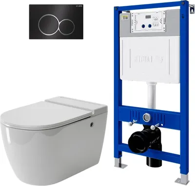 Унитаз подвесной с инсталляцией Grossman GR-5502 + Lauter 21901001 + Lauter 219704E (черный)
