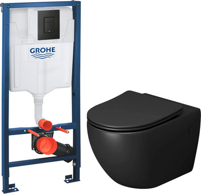 Унитаз подвесной с инсталляцией Grossman GR-4411BMSQ + GROHE Solido 38811KF0 (с кнопкой)