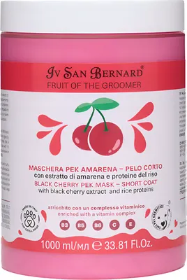 Маска для животных Iv San Bernard Groomer Black Cherry восстанавливающая для короткой шерсти (1л)