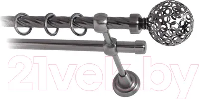 Карниз для штор Lm Decor Ажур 095 2р витой (антрацит, 2.4м)