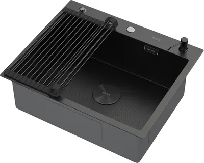 Мойка кухонная Arfeka ECO AR 60x50 POP-UP+RM+DS (Black Decor, с дозатором и роллер-матом)