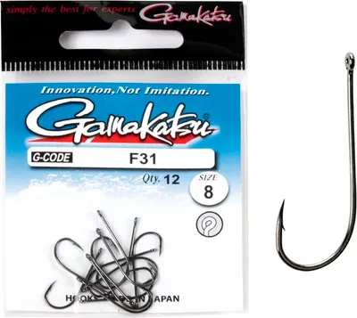 Набор крючков рыболовных Gamakatsu F31 New Label Hooks Black разм. 08 (12шт)