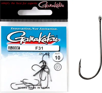 Набор крючков рыболовных Gamakatsu F31 New Label Hooks Black разм. 10 (12шт)