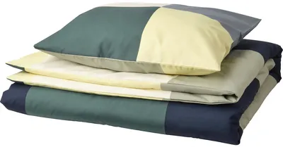 Пододеяльник с наволочками Ikea Brunkrissla / 005.548.11 (зеленый/разноцветный)