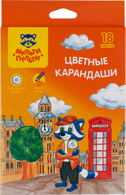 Набор цветных карандашей Мульти-пульти Енот в Англии / CP_67796 (18цв)