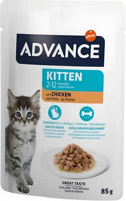 Влажный корм для кошек Advance Для котят и беременных/кормящих от 2 до 12 месяцев. Курица (85г)