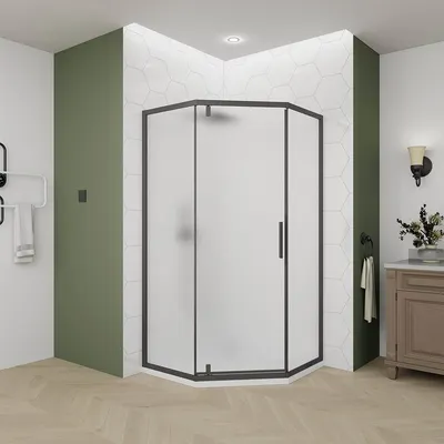 Душевой уголок Veconi OP10B 88x90/190 / OP10B-9090-07-C9 (стекло матовое/черный матовый)