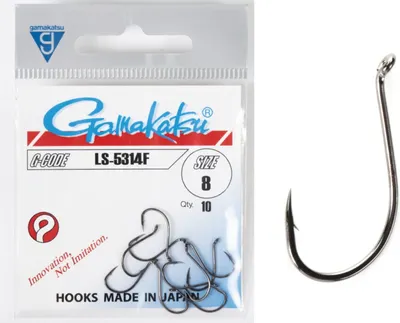 Набор крючков рыболовных Gamakatsu LS-5314F Hooks Black разм. 08 (10шт)