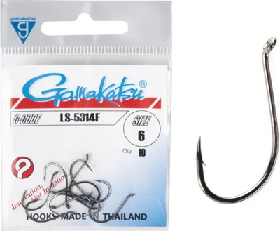 Набор крючков рыболовных Gamakatsu LS-5314F Hooks Black разм. 06 (10шт)