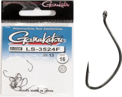 Набор крючков рыболовных Gamakatsu LS-3524F New Label Eyed Hooks Black разм. 16 (13шт)