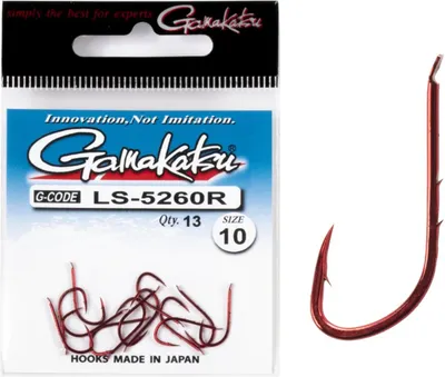 Набор крючков рыболовных Gamakatsu LS-5260R New Label Hooks Red разм. 10 (13шт)
