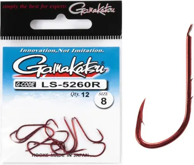 Набор крючков рыболовных Gamakatsu LS-5260R New Label Hooks Red разм. 08 (12шт)