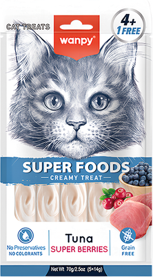 Лакомство для кошек Wanpy Cat Нежное пюре из тунца с ягодами (70г)