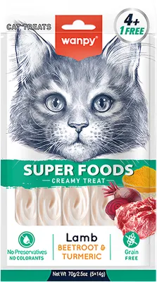 Лакомство для кошек Wanpy Cat Нежное пюре из ягненка со свеклой и куркумой (70г)